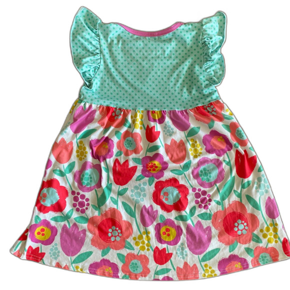 Floral & Polka Dot Flutter Sleeve Dress Girls' 6-7T - Picture 2 of 10
